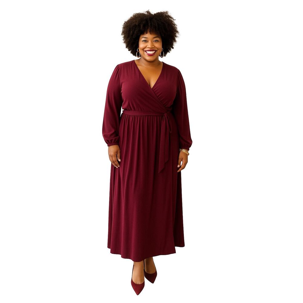 Ricarica Size 1X‎ Merlot Evening Long Dress